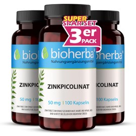 Zinc Capsules - High Dose Zinc Picolinate 50 mg Pack of 300 by BIOHERBA to Support Immune System Skin and General Health