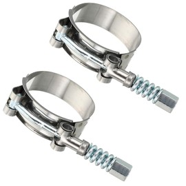 HYTEK T-Bolt Spring Hose Clamps, 2 Pack Stainless Steel Adjustable Worm Hose Clamps Working Range 47-51mm, (1.85 inch to 2.0 inch) Hose Clamp (Inner Diameter).