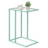 C Shaped Table,Glass Side End Table for Sofa,Tempered Glass Snack