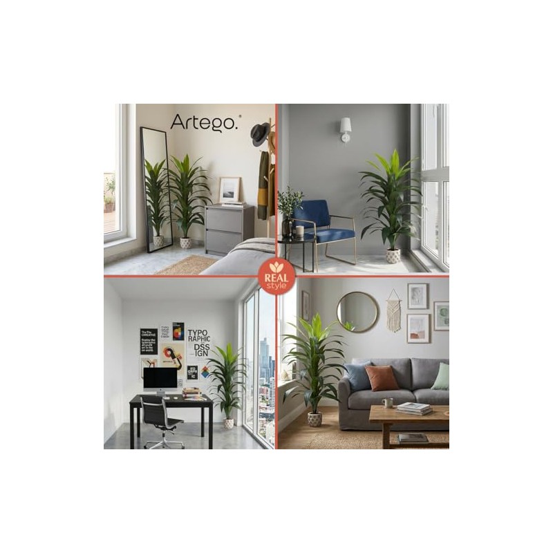 Artego Planta Artificial Decorativa Moderna con Maceta hogar Sala Comercio