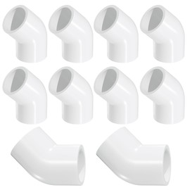 1-1/4" 45 Degree PVC 2 Way Elbow Fitting, 10 Pcs Angle Pipe Connectors, Schedule 40 Furniture Grade Fittings for Building PVC Furniture DIY Garden Structures and Frames