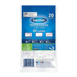 DenTek Triple Clean Floss Picks | No Break Guarantee | 20 Count | 6 Pack