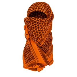 Outdoor World Shemagh Scarf Army Arab PLO Military Forces SAS Biker Neck Warmer Keffiyeh Head Neck Scarf Middle-East Desert Turban Arab-Wrap with Tassel 110cm x 110cm (Orange)