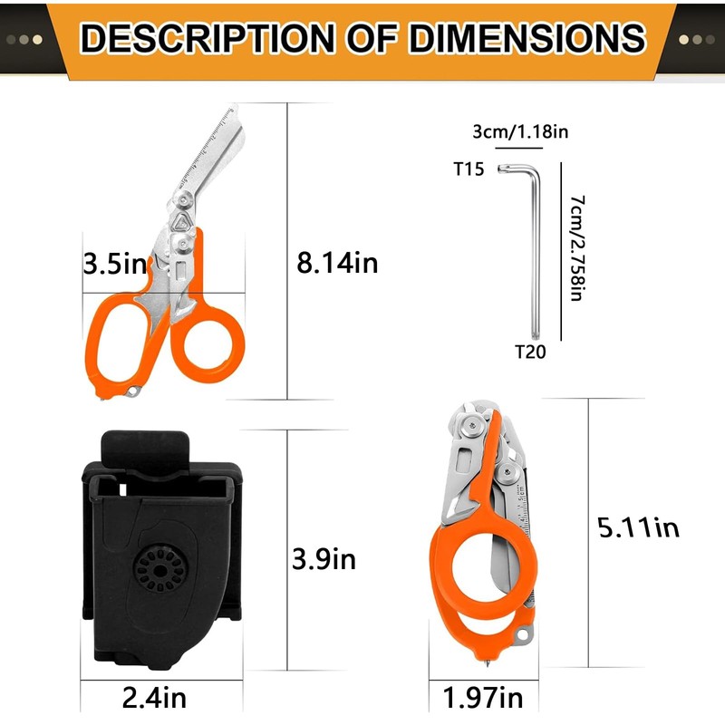Rescue Scissors, Trauma Scissors, 6-in-1 Foldable Trauma Scissors, Emergency Scissors,
