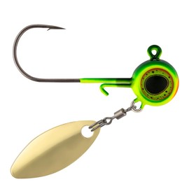 Northland Fishing Tackle Deep-Vee Spin Jig, Versatile Walleye Spinning Jig with Thumper Willow Blade, Multi-Species Lure, Essential Fishing Bait, 3/8 Oz, Firetiger
