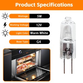 meeeyya 3Pcs 64405 5W 12V T4 Halogen Clear Light Bulbs - G4 Bi-Pin Base, 55 Lumens - for Recessed/Track/Security Lighting, Interior Lamps