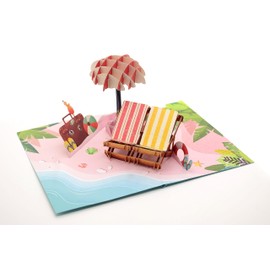 3D Pop Up Oceanfront Card for All Occasions, Handmade Card, Holiday Voucher, Birthday Card, Greetings Card, Beach, Bon Voyage, Vacation, Retirement, Mother’s Day, Father’s Day