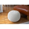 BIRDROCK HOME Round Pouf Ottoman | Cotton Braided Foot Stool