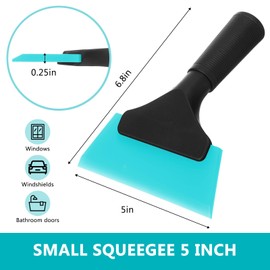 Baderke 2 Pack Small Squeegee 5 Inch, Rubber Blade Window Tint Squeegee, Mini Wiper, with No-Slip Handle, for Car Window Windshield, Mirror, Glass Door, Tile, Shower(Green)