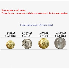 KENDANY 14 Piece Metal Blazer Button Set - for Blazer, Suits, Sport Coat, Uniform(Gold 15mm 20mm)(0.59in-0.79in)