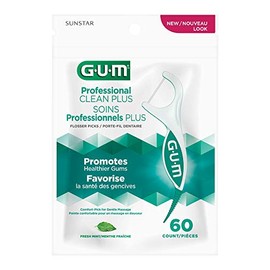 Gum GUM Professional Clean Plus Dental String Flosser Picks, Fresh Mint, Shred-Resistant Floss, 6 bags X 60ct (360 Flossers)
