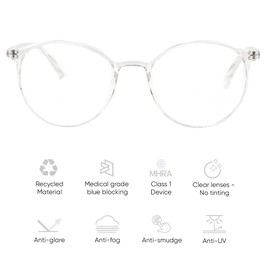 Ocushield anteojos de bloqueo de luz azul que evitan la tensión ocular de dispositivos digitales, desarrolladas por optometristas, para adultos y niños, Blanco, Múltiple