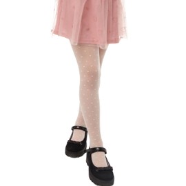 Conte Elegant Anabel Schicke Kinderstrumpfhose - Alltagsstrumpfhosen - Strumpfhose mit Höschenteil und Flachnaht - Herzmuster - Bequem - 20 DEN - 128-134 - Panna - 1 Stück