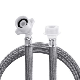 Stainless Steel Washing Machine Hose With Quick Connect，Portable Water Inlet Connection and Supply Line, (90 Degree Elbow)