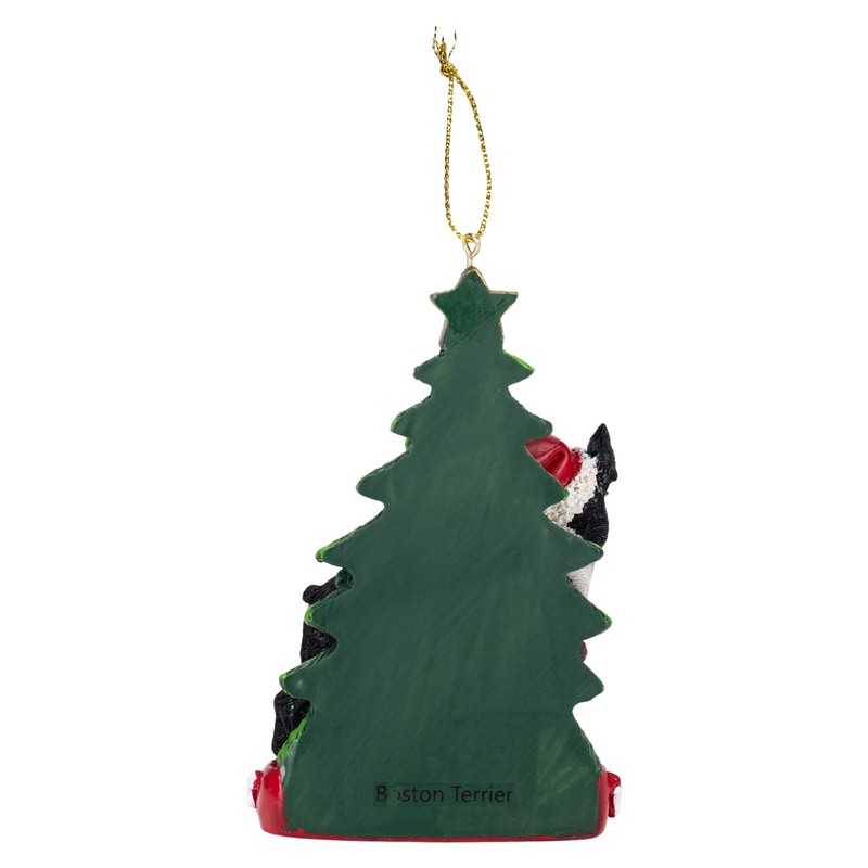 Kurt Adler Boston Terrier With Christmas Tree Ornament