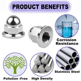 SINGWAYS 4 PCS License Plate Retainer Nuts/Screws Compatible with Volvo XC90 (Screws onto Existing Stud) - Tall Dome/Acorn Head with Flange - Stainless Steel 18-8 (304) License Plate Screw Caps