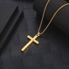 Stainless Steel 18K Gold Plated Cross For Men/24 Inch Plain