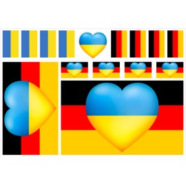 beihaasnatuerlich® Ukraine Sticker Set of 15, Country Stickers, Weatherproof, Flag Germany Heart for Ukraine, Car, Motorcycle Sticker, Bicycle Sticker, Ukraine Flag Car