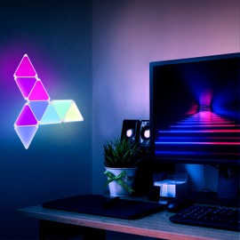 SANBEN Triangle Lights Panels, Music Sync RGB Wall Light, 16 Million Color Dimmable Led Panel Lights, DIY Design,Works with Alexa & Google Assistant, Smart WiFi App Control Gaming Room Lights, 9 Pack
