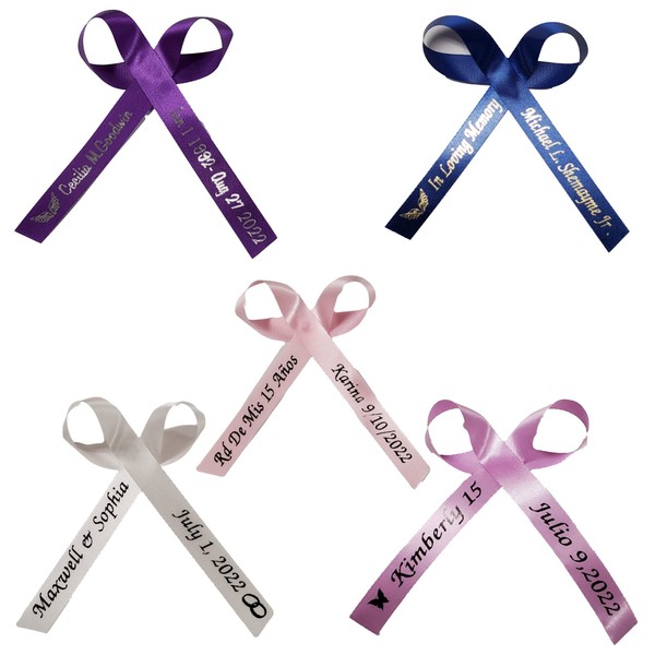 Personalized Ribbons for Bridal Shower Wedding Party Favors or Baby Showers - Custom Made Cut Ribbon