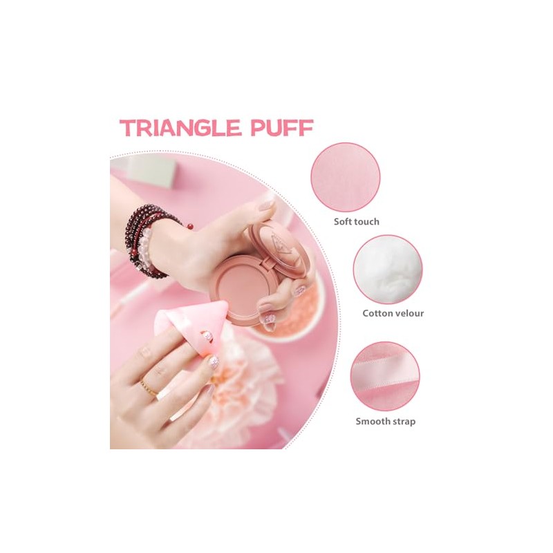 8 piezas triangulares en polvo de cara suave triangular, maquillaje