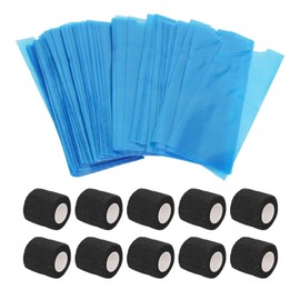 Saluaqui 10 Vendas para Pluma de Tatuaje con 200 Bolsas para Máquina de Tatuaje, Cubiertas de Agarre, Bolsa para Máquina de Tatuaje, Accesorios para Máquina de Tatuaje para (Negro)