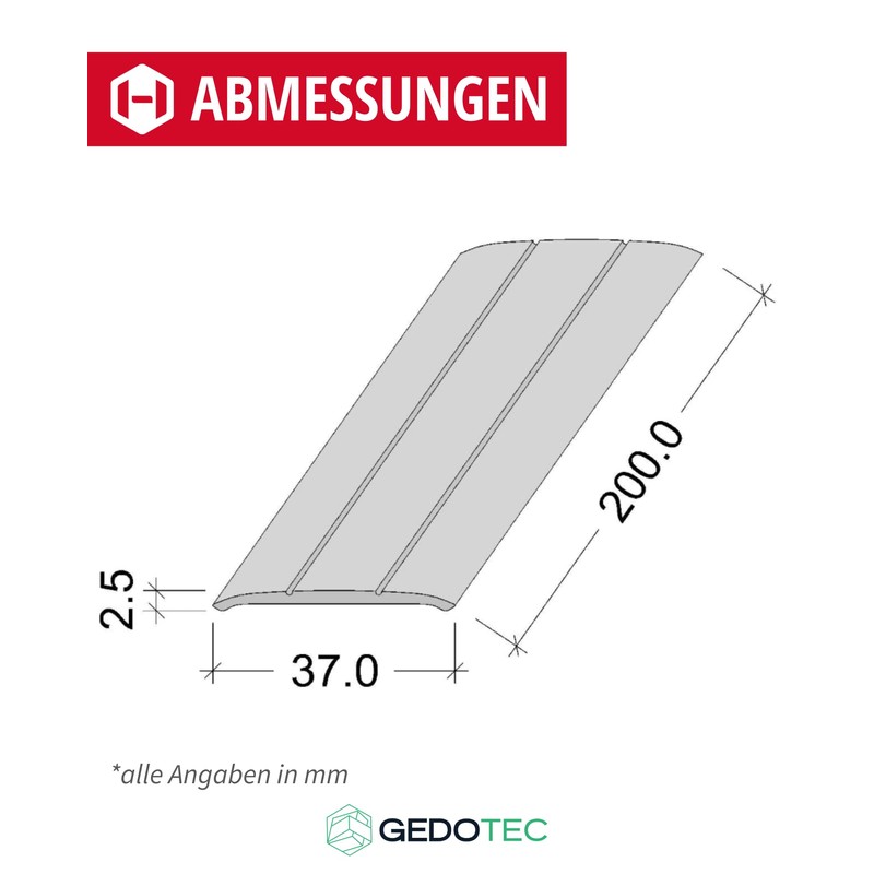Gedotec Transition Profile for Screwing Aluminium Black 200 cm Length