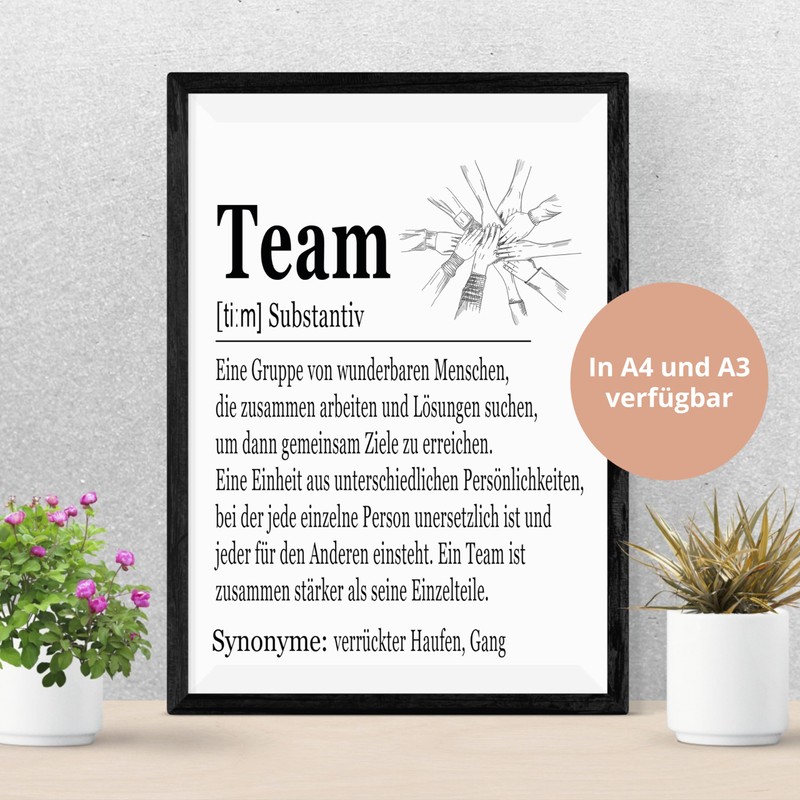 PURESIZE DIN A4 Desk Decoration or Wall Decoration with Team