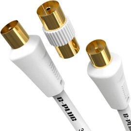 G-PLUG 2m Langes Antennenkabel Männlich zu Männlich – Satellitenkabel Koaxialkabel TV-Antenne Koaxialkabel F-Stecker Gold mit HF-Anschluss— Adapter von Buchse auf Buchse