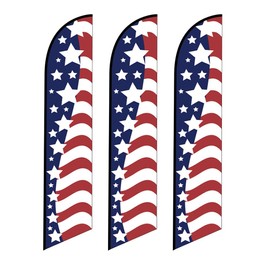 Pack of 3 - American Glory USA Feather Banner Flags - Replacement Flags Only
