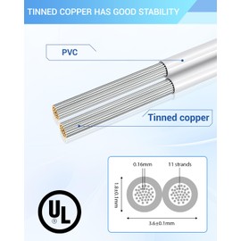 24 Gauge Universal Garage Door Wire 100FT, UL 2468 24 AWG 2 Conductor Garage Door Sensors 24/2 Tinned Copper Wires for Doorbell, Control Station, Extension Cable, 300V