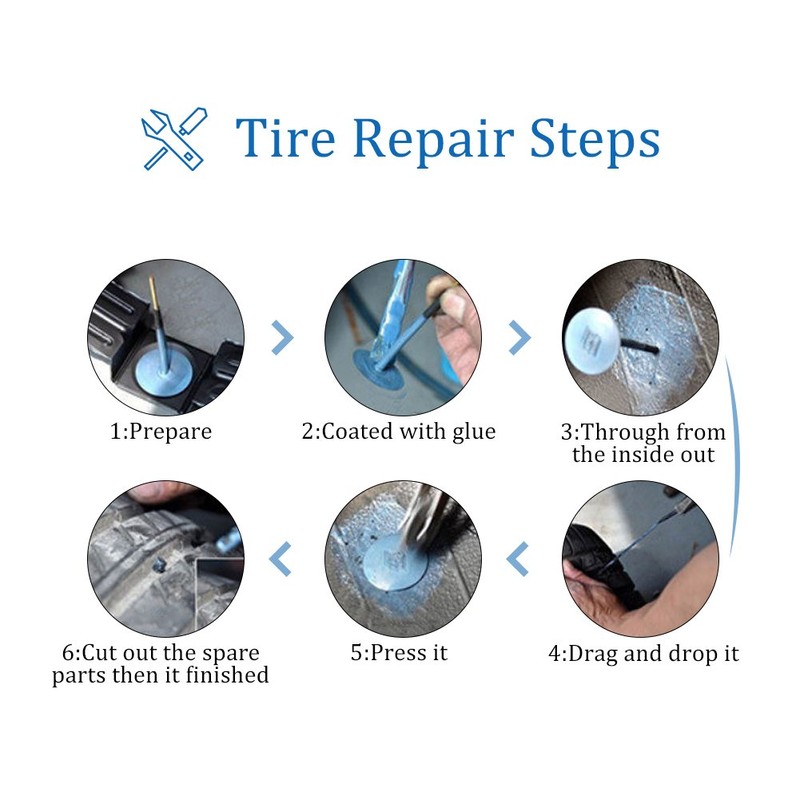 Auto Tubeless Tire Tyre Puncture Repair Wired 6mm Mushroom Plug