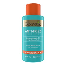 Biometik Anti-Frizz, Acondicionador para Cabello con Frizz, Elimina el Frizz, Desenredo Inmediato y Máxima Hidratación, con Morrocan Argán Oíl y Proteínas de Seda, 450 ml