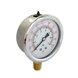 YSIL 0-100 Psi Glycerin Liquid Filled Low Pressure Gauge 2.5" Dial Size Stainless Steel 1/4" NPT Water Oil Air Lower Mount for Water Pump Pneumatic Hose Tank Gas Pressure Test