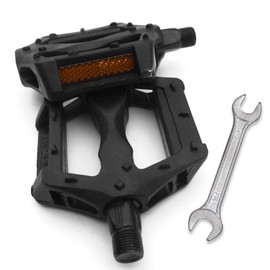 Bike Pedals, 2 PCS Mountain Bike Pedals, sides with Reflective Strips with Wrench, Bearing Flat Pedal for Most Bicycle Adult Bmx Mtb Racing (Black)