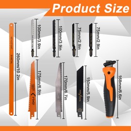 FSWWSF Hand Saw Set with 8 Saw Blades Ironsaw Multifunctional Mini Hacksaw for Cutting Wood, Plastic, Plywood and Hacksaw
