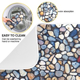 Colorful Stone Texture Dish Drying Mats 18 x 24 Inch Super Absorbent Microfiber Dish Drainer Rack Mats Heat Resistant Drying Pads for Kitchen Counter Sinks Dining Table
