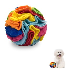 LuckyOpt Dog Treat Ball, Colorful Fleece Dog Snuffle Ball for Dogs Large Breed/Medium Breed/Pigs/Rabbit, Interactive Dog Toy Ball Dog Puzzle Toys to Reduce Stress&Kill Time (Rainbow C, M,5.8")