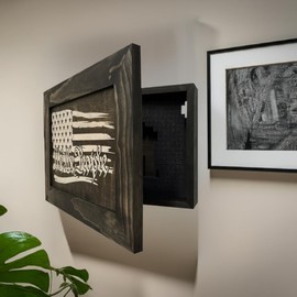 Bellewood Designs American Flag We The People Decorative and Secure Hidden Gun Cabinet (Black and White)