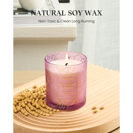 M&SENSE Plum Berries Wooden Scented Soy Candles - Vegan, Naturally Scented, No Toxin Relaxing Candles for Stress Relief, 7.8oz 42-Hour Burn Time, Housewarming Gift for Man Cave
