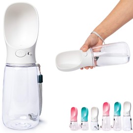 Zenify Pet Water Bottle for Dogs Drinking Waterer Feeder Bottles Portable Lead Leash Dispenser Accessory Puppy Drink Pets Alternative to Travel Dog Bowl Large (550ml (M/L), White)