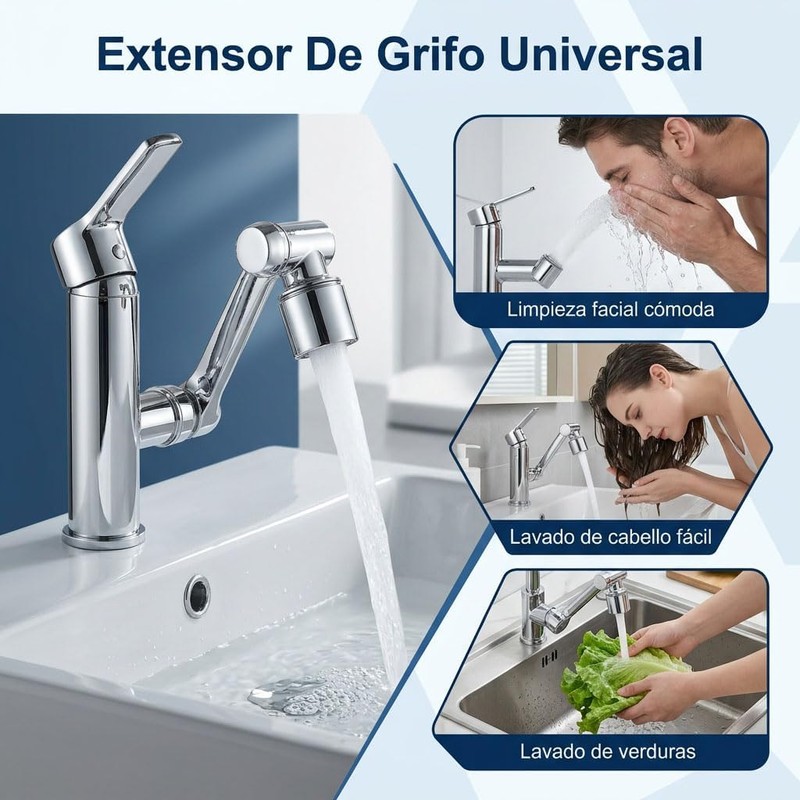 Aireador Extensor de Grifo Giratorio de 1080, Universal Extension de