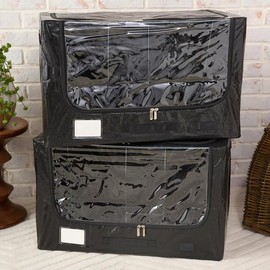QVC Periea Set of 2 Jumbo Tarp Storage Boxes - Colour: Black
