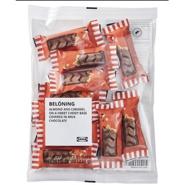 IKEA Milk Chocolate Bar,  W Caramel And Salty Almond Filling! 10 Pack In Each Bag