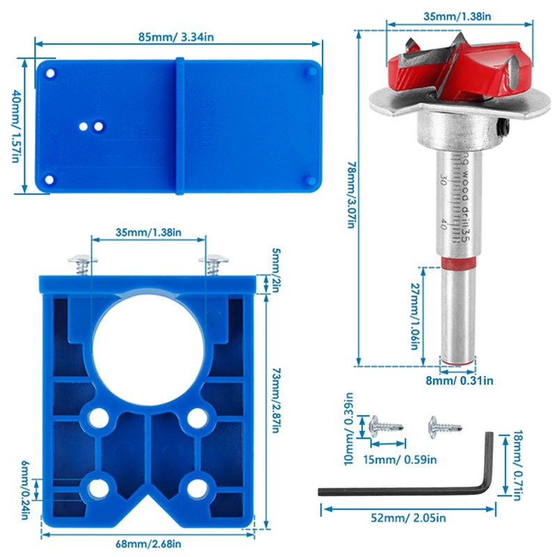 Bestgle Hinge Hole Drill Guide Set, 35mm Forstner Guide Drill
