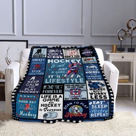 Sanamuo Hockey Blanket - Hockey Gifts Throw 60" x 50" for Boys & Girls Birthday Coach