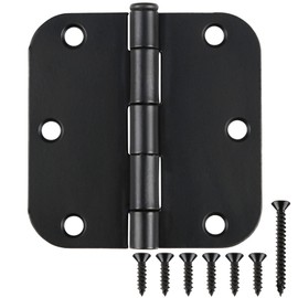 Matte Black Door Hinges 3.5 Inch Rounded 12 Pack Interior 3 1/2" Flat Iron Hinge 5/8" Radius 3 ½"Doors Hardware for Wood Frame and Clear Glass Indoor Bed Room,DIY Assemblely Gate,Closet,Table,Farm