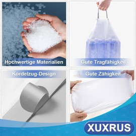 XUXRUS 8L Bin Liners with Drawstring Rubbish Bags Small Handles White Bin Bag with Carry Handle Pack of 90 Bin Bags, Suitable for 5-10 L, 15 Rubbish Bin