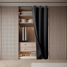 BGment Black Door Curtain 80 Inch Length for Doorway, Bedroom Closet Curtain, Privacy Thermal Insulated Blackout Grommet Room Divider for Room Separation, 1 Panel, 34 Inch Wide