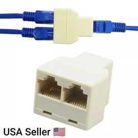 Unbranded 1PC 1 To 2 Ways LAN Ethernet Cord Network Cable RJ45 Female Splitter adapter